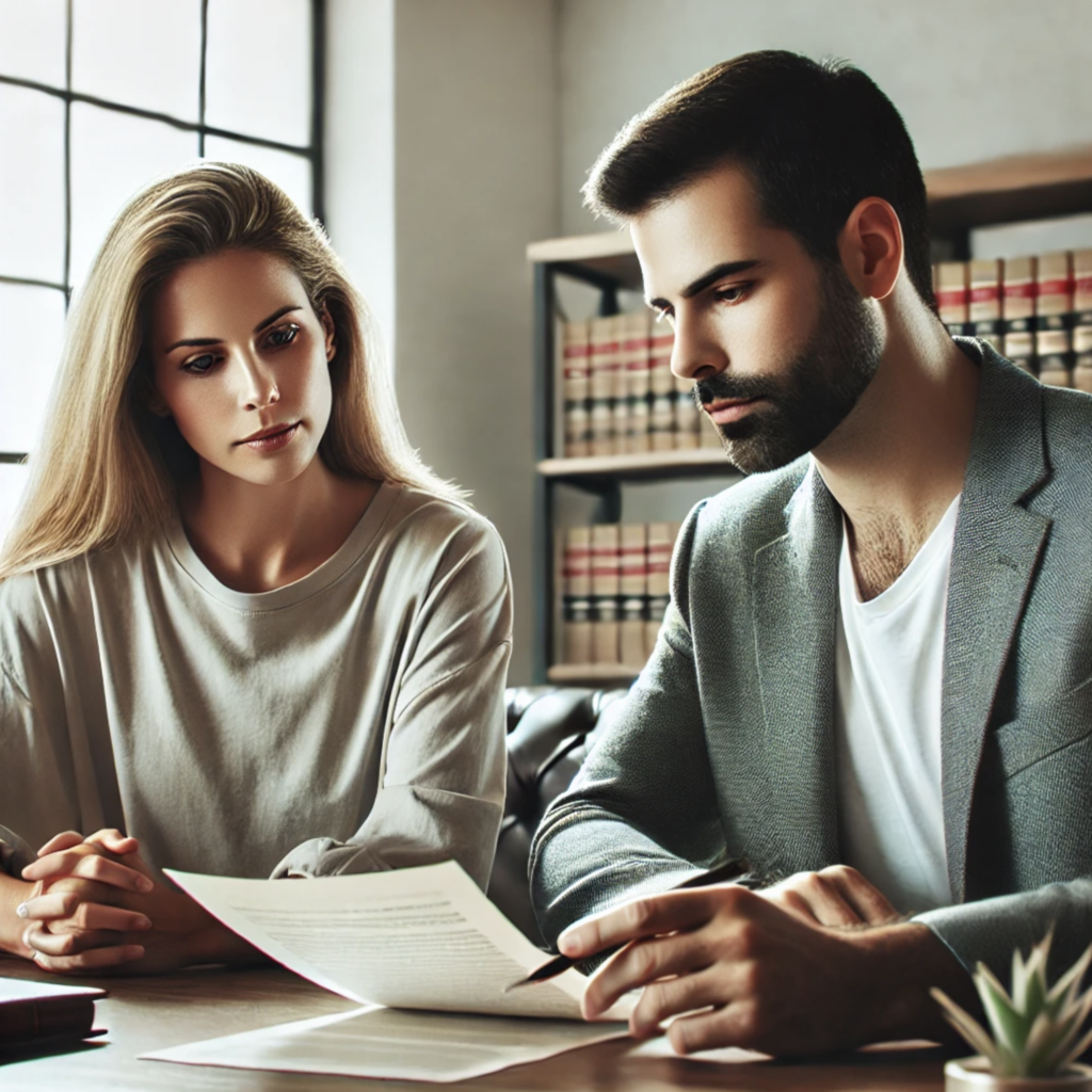 Parent consulting with a Texas family law attorney to review and modify a child support order in a modern office setting.